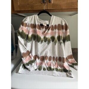 Knox Rose Womens Sweatshirt 2X Tie Dye Crew Fleece Puff Shoulder Lightweight